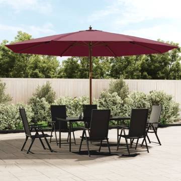 Garden Parasol with Wooden Pole - Bordeaux Red 400x273 cm