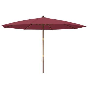 Garden Parasol with Wooden Pole - Bordeaux Red 400x273 cm