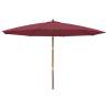 Garden Parasol with Wooden Pole - Bordeaux Red 400x273 cm