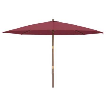 Garden Parasol with Wooden Pole - Bordeaux Red 400x273 cm