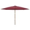 Garden Parasol with Wooden Pole - Bordeaux Red 400x273 cm