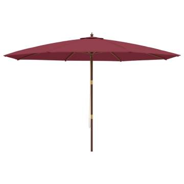 Garden Parasol with Wooden Pole - Bordeaux Red 400x273 cm