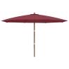 Garden Parasol with Wooden Pole - Bordeaux Red 400x273 cm