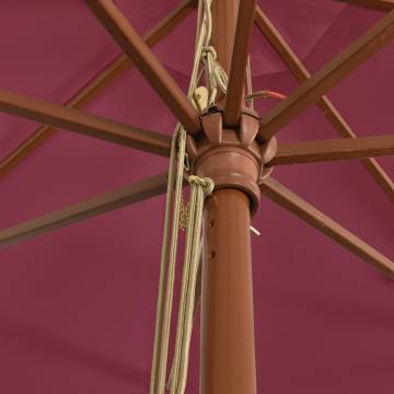 Garden Parasol with Wooden Pole - Bordeaux Red 400x273 cm