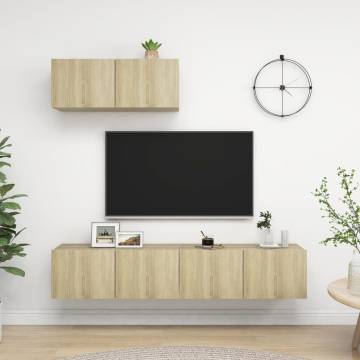 TV Cabinets 3 pcs Sonoma Oak Engineered Wood – HiPoMarket UK