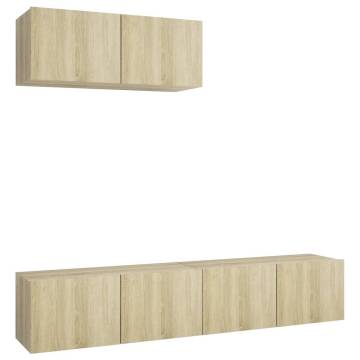 TV Cabinets 3 pcs Sonoma Oak Engineered Wood – HiPoMarket UK