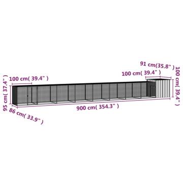 Premium Galvanised Steel Chicken Cage - 900x91x100 cm