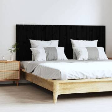 Elegant Black Wall Headboard - Solid Pine 166x3x60 cm