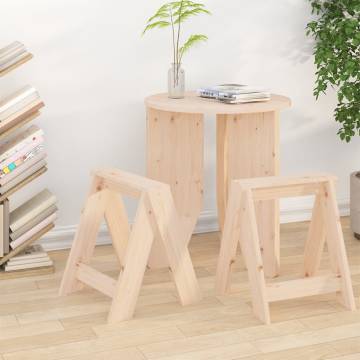 Stools 2 pcs - Rustic Solid Wood Pine | Hipomarket UK