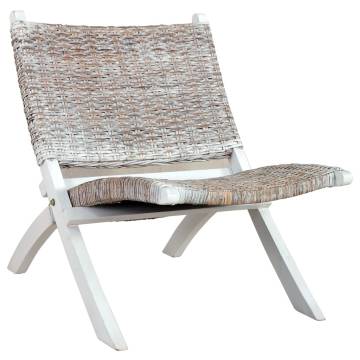 Relaxing White Kubu Rattan Chair - Solid Mahogany Wood