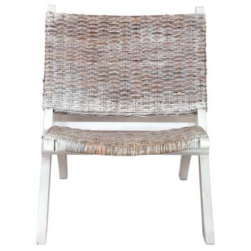 Relaxing White Kubu Rattan Chair - Solid Mahogany Wood