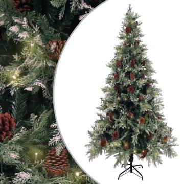 Pre-lit Christmas Tree with Pine Cones - Green & White 225cm