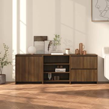 3 Piece Sideboard in Brown Oak - Stylish & Practical Storage