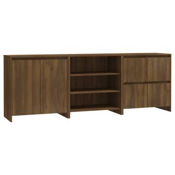 3 Piece Sideboard in Brown Oak - Stylish & Practical Storage