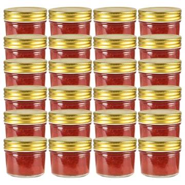 Glass Jam Jars with Gold Lids - 24 pcs 110 ml | HipoMarket