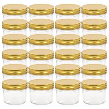 Glass Jam Jars with Gold Lids - 24 pcs 110 ml | HipoMarket