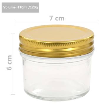 Glass Jam Jars with Gold Lids - 24 pcs 110 ml | HipoMarket