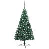 Artificial Half Pre-lit Christmas Tree with Ball Set Green 210 cm Colour green and grey Size 210 x 120 cm Quantity in Package 1 Number of Branch Tips 