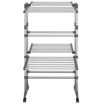 2-Tier Laundry Drying Rack with Wheels - Silver 60x70x106 cm