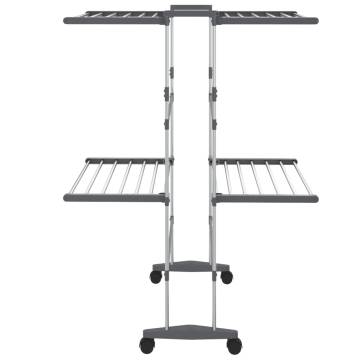 2-Tier Laundry Drying Rack with Wheels - Silver 60x70x106 cm