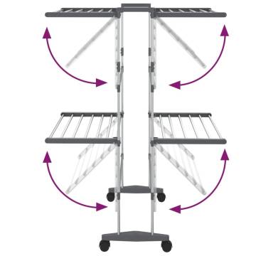 2-Tier Laundry Drying Rack with Wheels - Silver 60x70x106 cm