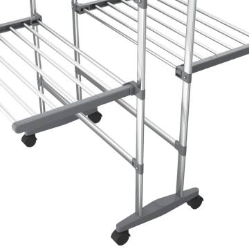 2-Tier Laundry Drying Rack with Wheels - Silver 60x70x106 cm