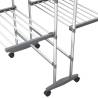 2-Tier Laundry Drying Rack with Wheels - Silver 60x70x106 cm