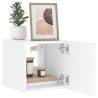 Stylish TV Wall Cabinet with LED Lights - White 30.5x35x30 cm