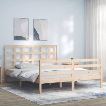 Solid Wood King Size Bed Frame with Headboard | HipoMarket