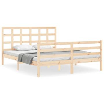 Solid Wood King Size Bed Frame with Headboard | HipoMarket