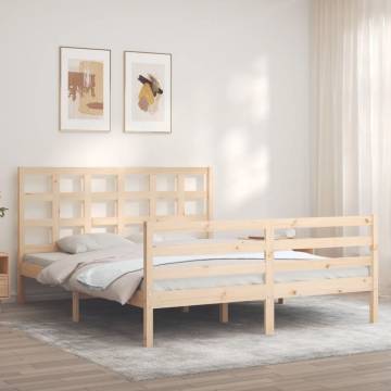 Solid Wood King Size Bed Frame with Headboard | HipoMarket