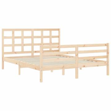 Solid Wood King Size Bed Frame with Headboard | HipoMarket