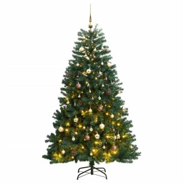 Artificial Hinged Christmas Tree 210 cm with 300 LEDs & Ball Set