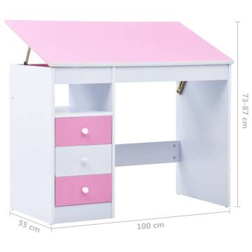 Children Drawing Study Desk - Tiltable Pink & White | HipoMarket