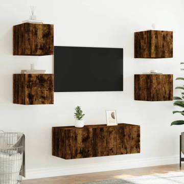 LED TV Wall Cabinet in Smoked Oak - Modern & Space-Saving