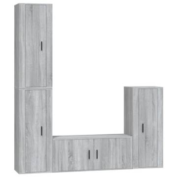 4 Piece Grey Sonoma TV Cabinet Set - Stylish & Practical