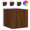 TV Wall Cabinet with LED Lights - Brown Oak | HipoMarket