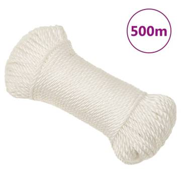 Durable 3mm White Work Rope - 500m Polypropylene | HipoMarket