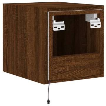 TV Wall Cabinet with LED Lights - Brown Oak | HipoMarket