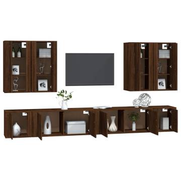 8 Piece TV Cabinet Set - Brown Oak Engineered Wood | HipoMarket