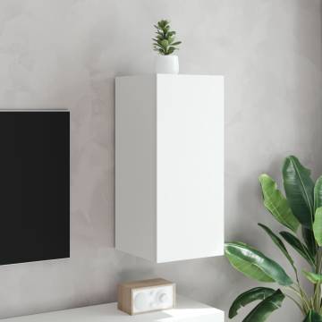 Stylish LED TV Wall Cabinet in White - 30.5x35x70 cm