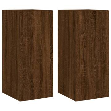 Stylish LED TV Wall Cabinets - Brown Oak (2 pcs) | HipoMarket UK