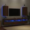 Stylish LED TV Wall Cabinets - Brown Oak (2 pcs) | HipoMarket UK