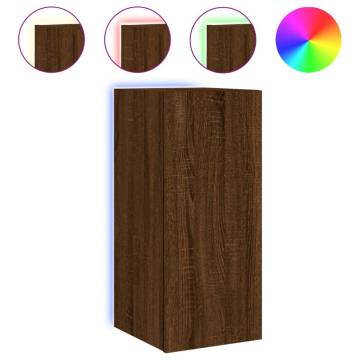 Stylish LED TV Wall Cabinets - Brown Oak (2 pcs) | HipoMarket UK