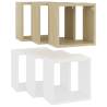 Wall Cube Shelves (6 pcs) - White & Sonoma Oak - 26x15x26 cm