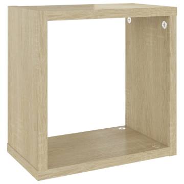 Wall Cube Shelves (6 pcs) - White & Sonoma Oak - 26x15x26 cm