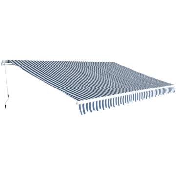 Manual Folding Awning 500cm Blue/White - Durable & Stylish