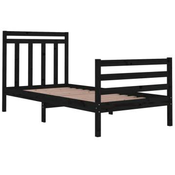 Black Solid Wood Bed Frame 75x190 cm - Small Single