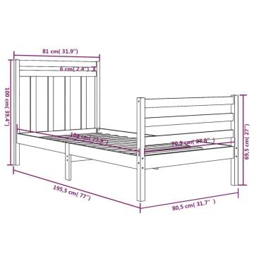 Black Solid Wood Bed Frame 75x190 cm - Small Single