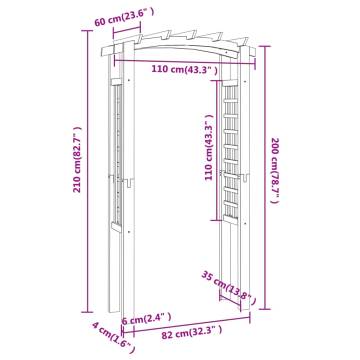 Sturdy Trellis Arch - Impregnated Solid Pine - 110x60x210 cm